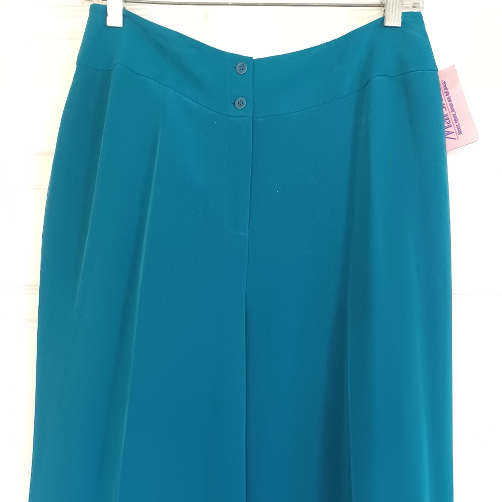 JONES NEW YORK NWT SILK PILAZZO PANTS SIZE 8 TEAL BLUE